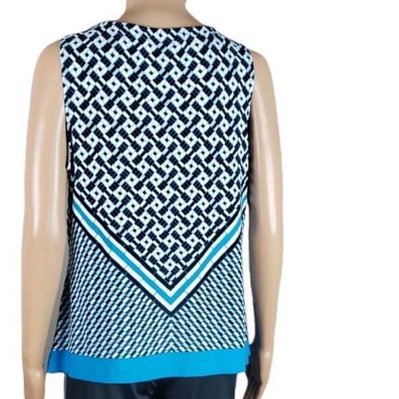 Calvin Klein Blue & Black Geometric Silky Tank Top - Picture 2 of 3